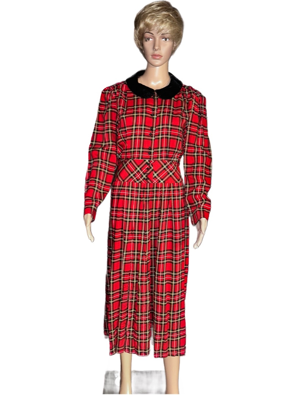Miss Dorby ~ Vintage (1980’s) ~Size 12 ~ Red/ Black Plaid ~ Christmas Dress ~New
